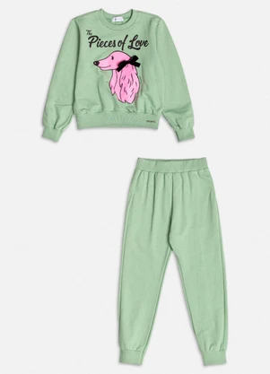 Momi - Conjunto Moletom de Dog com Laço Verde - MOMI