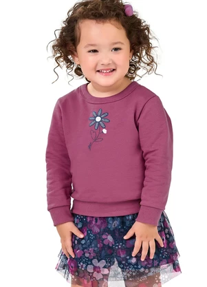 Elian - Conjunto Moletom e Saia Tule Floral Roxo - ELIAN