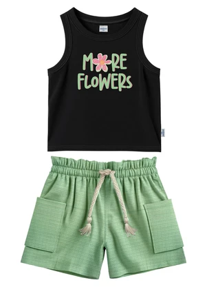 Malwee Kids - Conjunto More Flowers Preto - MALWEE KIDS