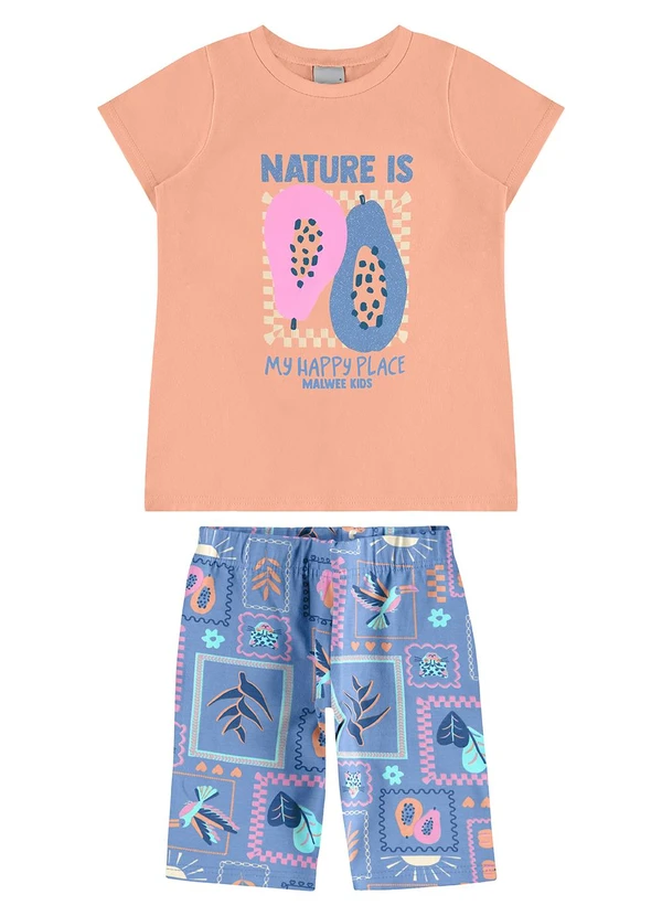 Malwee Kids - Conjunto Nature Is com Glitter Laranja Claro
