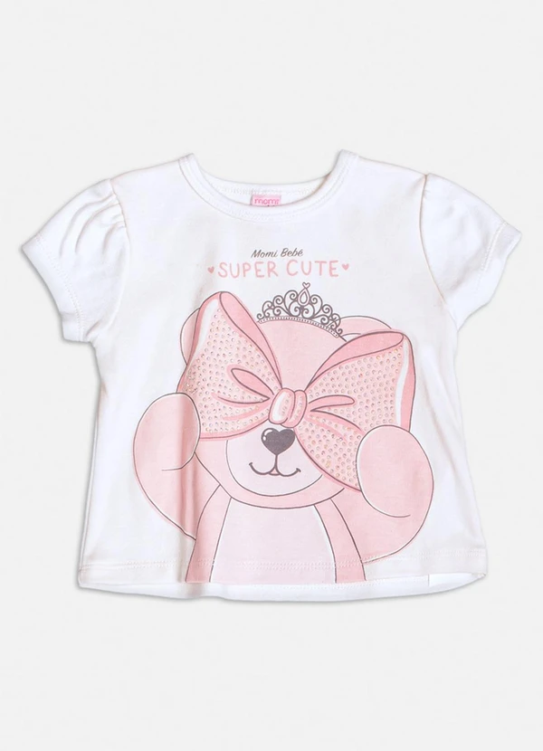 Momi - Conjunto Off Manga Curta de Ursinho Branco 3