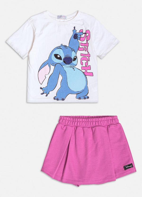 Momi - Conjunto Off Manga Curta do Stitch Branco