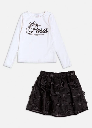 Momi - Conjunto Off Manga Longa com Flores 3d Branco - MOMI