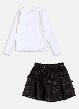Momi - Conjunto Off Manga Longa com Flores 3d Branco - MOMI