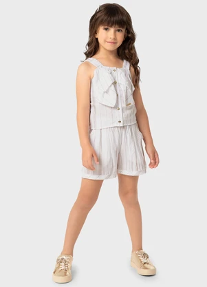 Carinhoso - Conjunto Off White Clochard em Lurex Menina - CARINHOSO