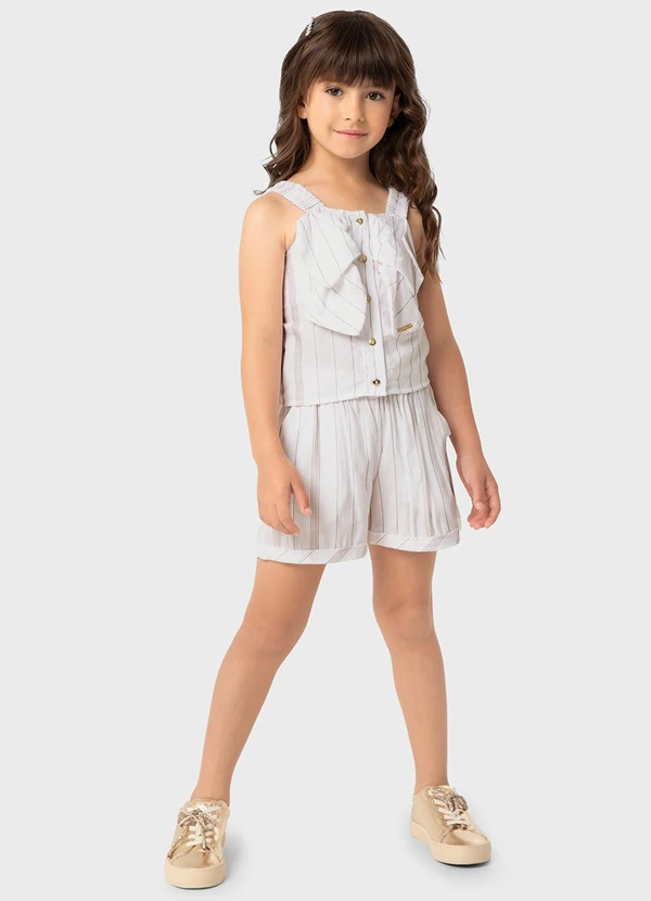 Carinhoso - Conjunto Off White Clochard em Lurex Menina