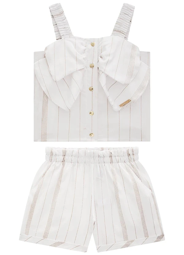 Carinhoso - Conjunto Off White Clochard em Lurex Menina 2