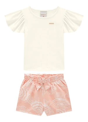 Carinhoso - Conjunto Off White Clochard Praias Menina - CARINHOSO