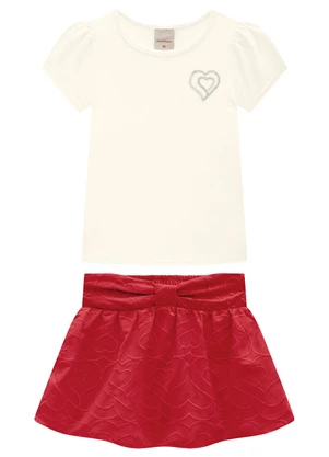 Carinhoso - Conjunto Off White com Bordado Menina - CARINHOSO