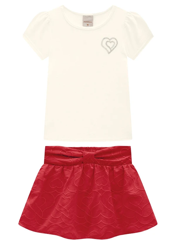 Carinhoso - Conjunto Off White com Bordado Menina