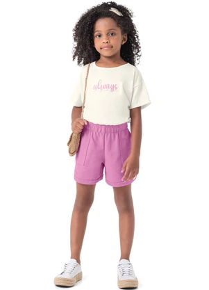 Carinhoso - Conjunto Off White Cropped Menina - CARINHOSO