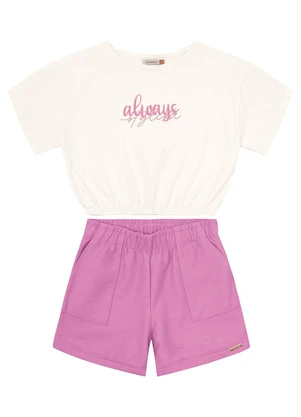 Carinhoso - Conjunto Off White Cropped Menina - CARINHOSO