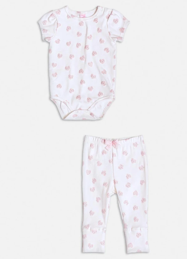 Momi - Conjunto Off White de Corações Branco