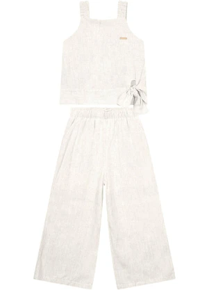 Carinhoso - Conjunto Off White  em Viscolinho Menina - CARINHOSO