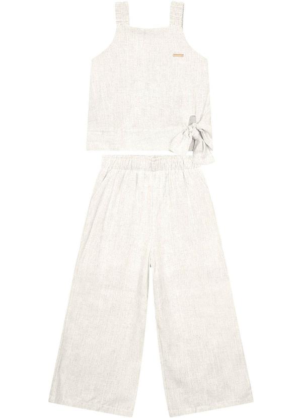 Carinhoso - Conjunto Off White em Viscolinho Menina
