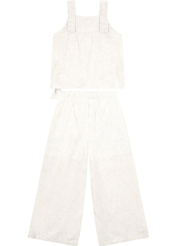 Carinhoso - Conjunto Off White  em Viscolinho Menina 2