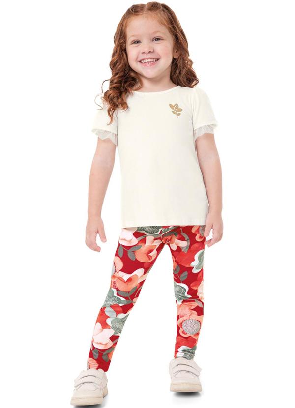 Carinhoso - Conjunto Off White Floral com Tule Menina