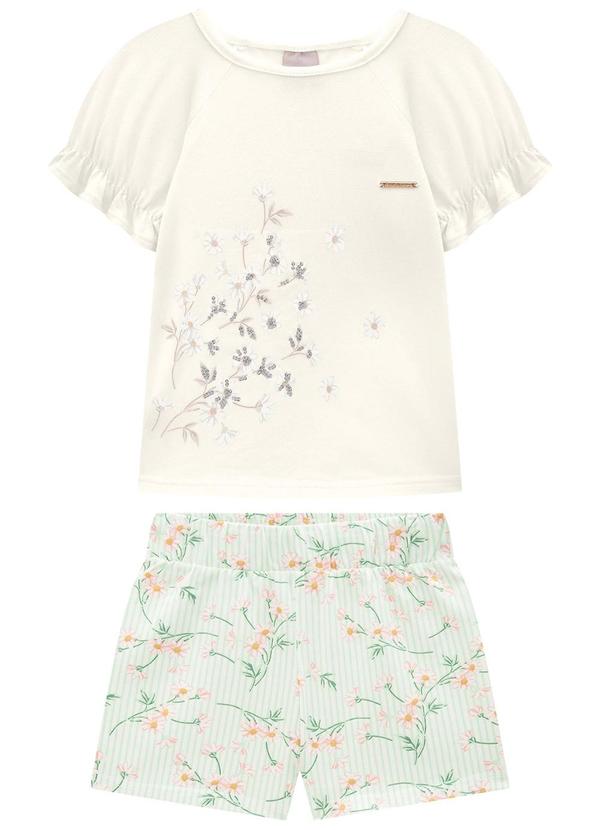 Carinhoso - Conjunto Off White Floral em Cotton