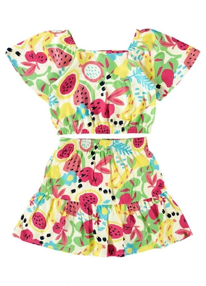 Malwee Kids - Conjunto Off White Frutinhas em Viscose Menina - MALWEE KIDS