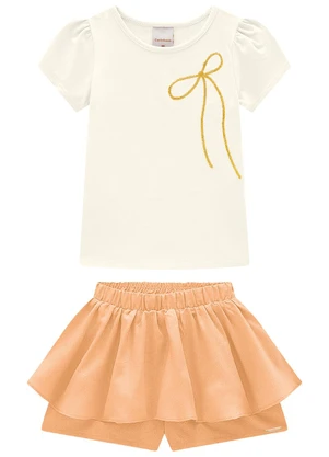 Carinhoso - Conjunto Off White Lurex com Lantejoulas Menina - CARINHOSO