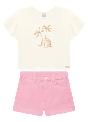 Carinhoso - Conjunto Off White Palmeiras Comfort Menina - CARINHOSO