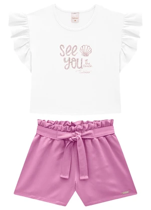 Carinhoso - Conjunto Off White See You Clochard Menina - CARINHOSO