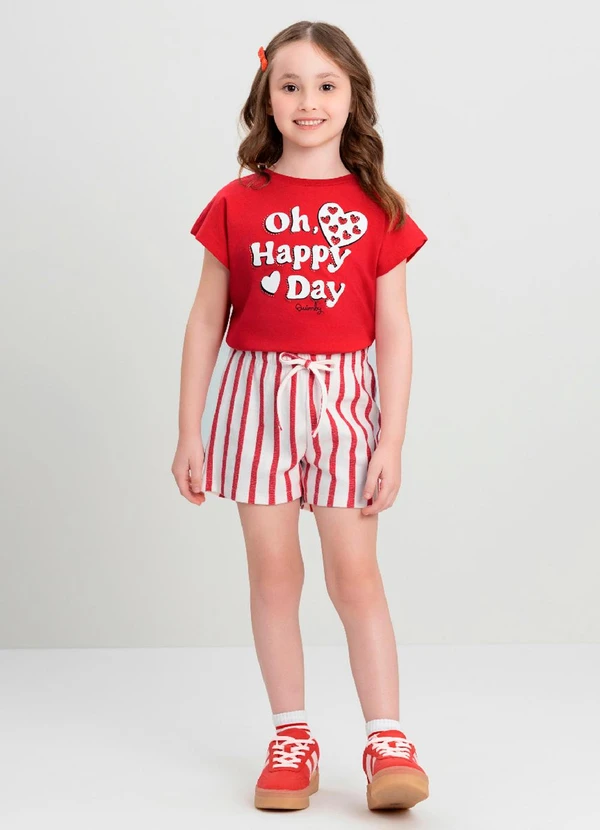 Quimby - Conjunto Oh Happy Day Infantil Quimby Vermelho