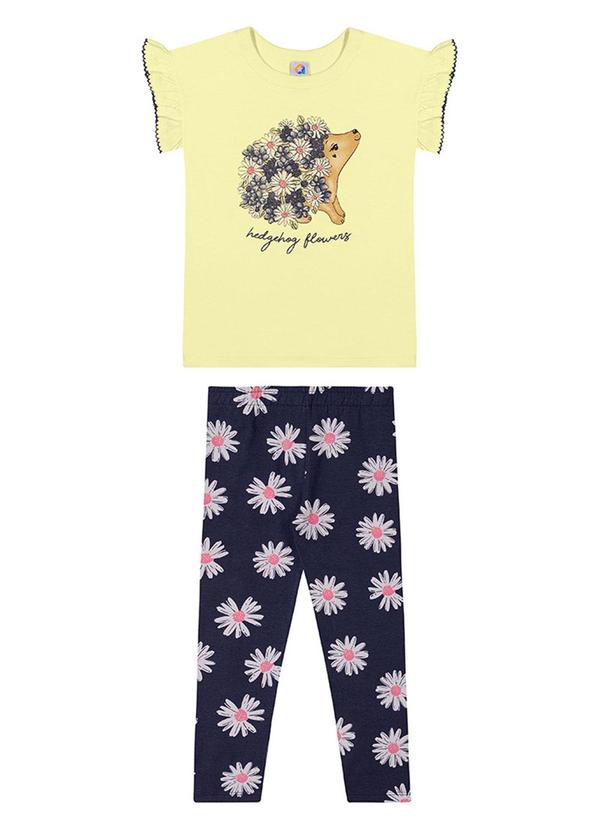 Alenice - Conjunto Ouriço Floral Menina Amarelo