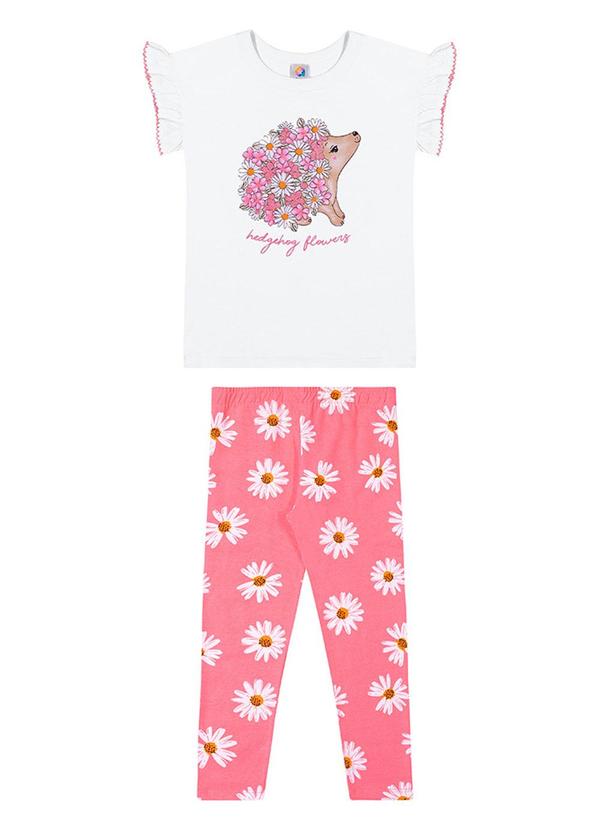 Alenice - Conjunto Ouriço Floral Menina Branco 2