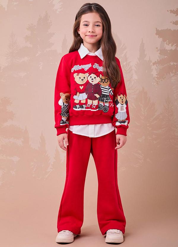 Momi - Conjunto Pantalona com Estampa de Urso Vermelho 1
