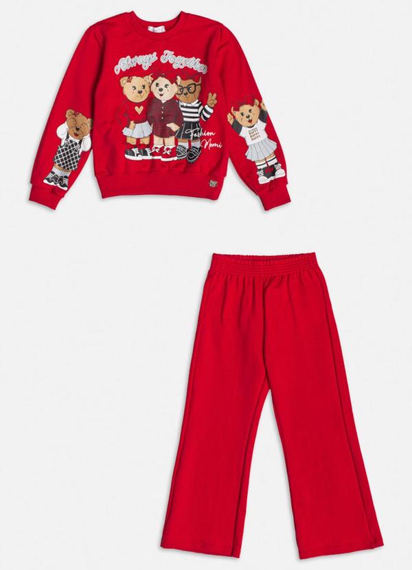 Momi - Conjunto Pantalona com Estampa de Urso Vermelho 4