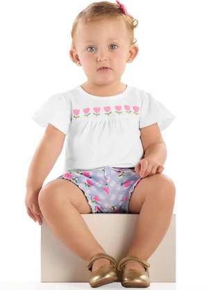 Conjunto para Bebê com Blusa e Short Quimby Branco - QUIMBY