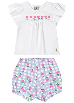 Quimby - Conjunto para Bebê com Blusa e Short Branco - QUIMBY