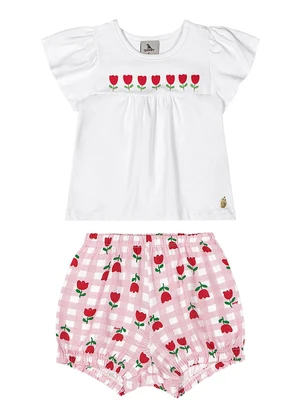 Quimby - Conjunto para Bebê com Blusa e Short Branco - QUIMBY