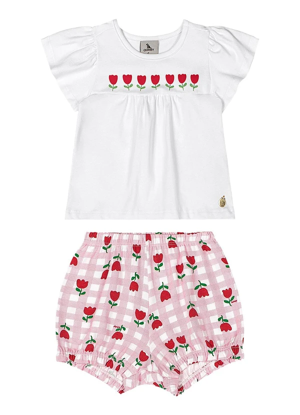 Quimby - Conjunto para Bebê com Blusa e Short Branco 1