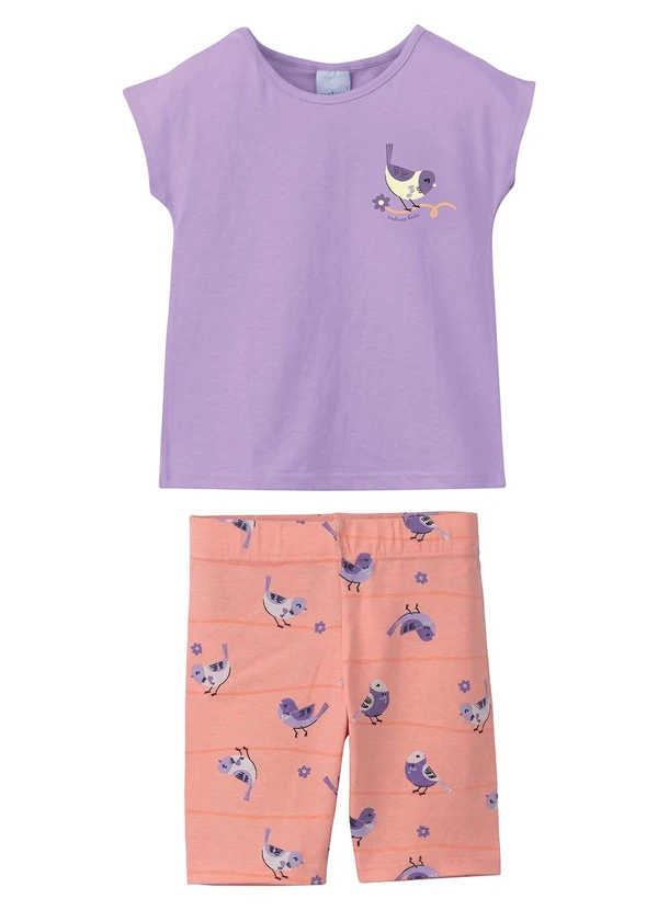Malwee Kids - Conjunto Passarinhos com Glitter Lavanda