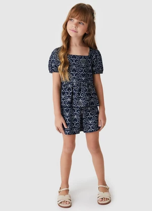 Carinhoso - Conjunto Peplum Corações Menina Azul Marinho - CARINHOSO