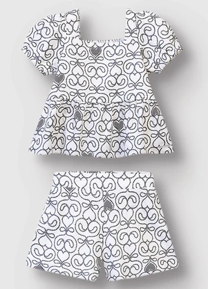 Carinhoso - Conjunto Peplum Corações Menina Branco - CARINHOSO