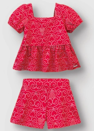Carinhoso - Conjunto Peplum Corações Menina Vermelho - CARINHOSO