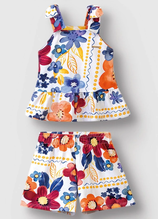 Carinhoso - Conjunto Peplum Floral Menina Azul 2