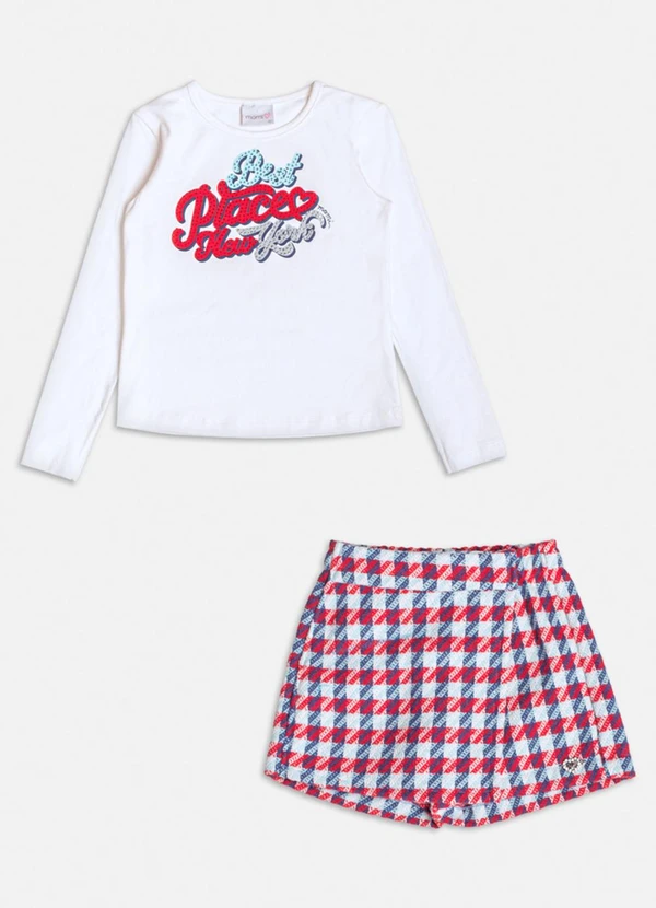 Momi - Conjunto Pied de Coq com Strass Branco