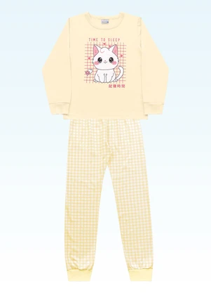 Fakini Kids - Conjunto Pijama Blusa M/Longa/Calça Amarelo - FAKINI KIDS