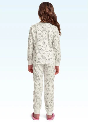 Fakini Kids - Conjunto Pijama Blusa M/Longa/Calça Branco - FAKINI KIDS