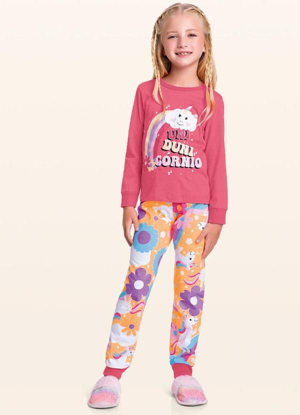 Fakini Kids - Conjunto Pijama Blusa M/Longa/Calça Laranja