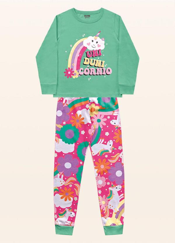 Fakini Kids - Conjunto Pijama Blusa M/Longa/Calça Rosa