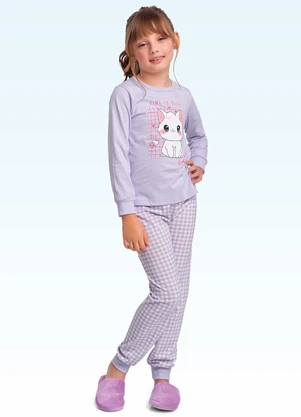 Fakini Kids - Conjunto Pijama Blusa M/Longa/Calça Roxo - FAKINI KIDS