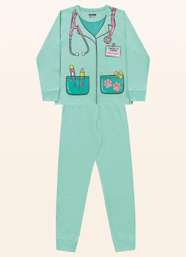 Fakini Kids - Conjunto Pijama Blusa M/Longa/Calça Verde 3