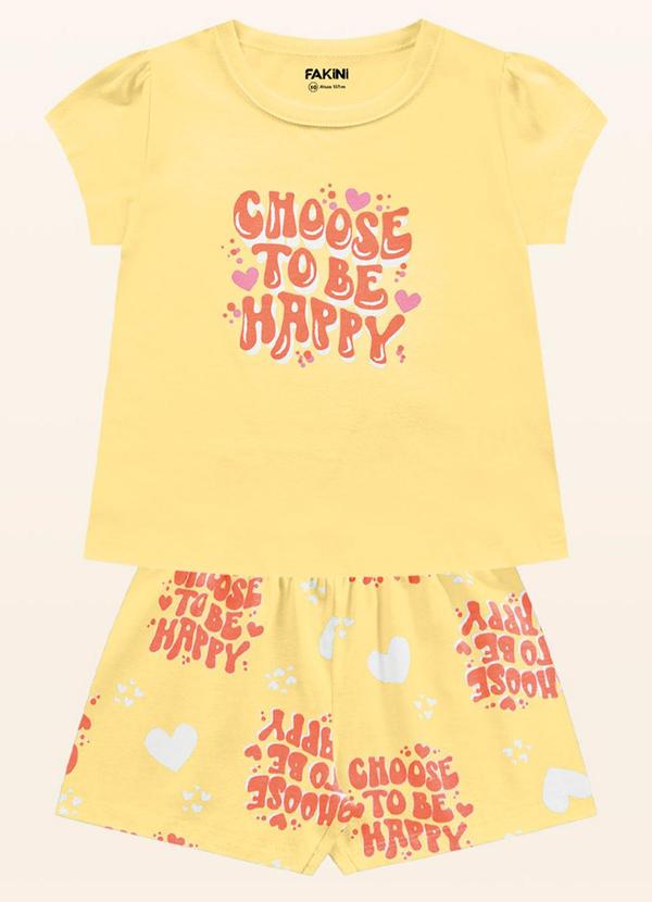 Fakini Kids - Conjunto Pijama Blusa/Short Amarelo