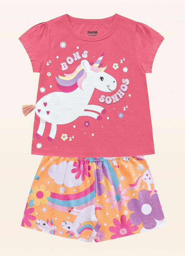 Fakini Kids - Conjunto Pijama Blusa/Short Laranja