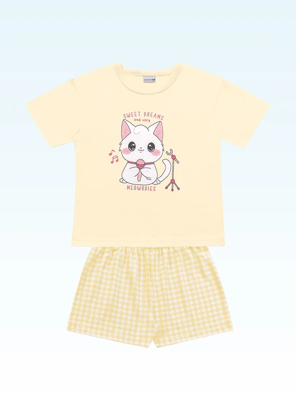 Fakini Kids - Conjunto Pijama Blusa/Shorts Amarelo